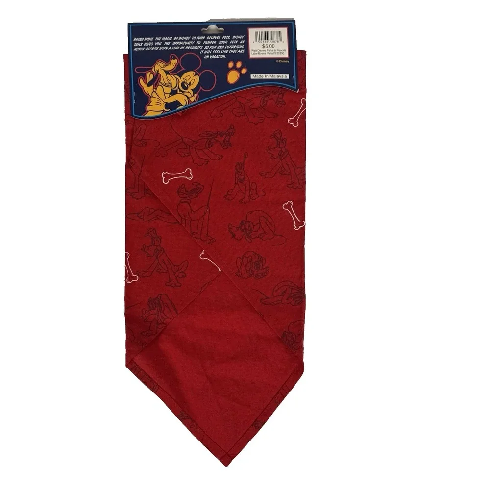 NOS Disney Tails Bandana Pluto Disney World Parks Exclusive Pet Souvenir M-L